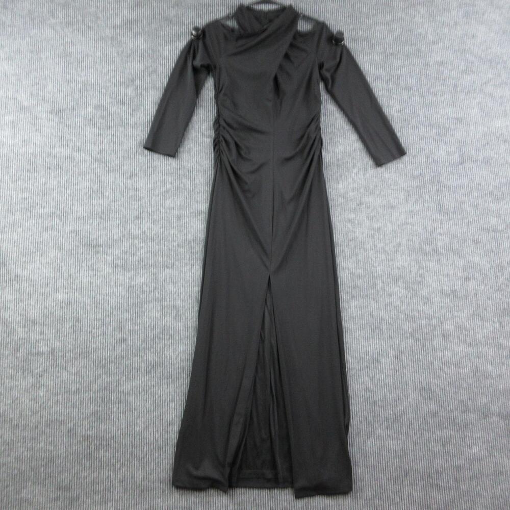 Donna Karan New York Dress Womens 10 Black Maxi Sheath Cowl Ruched NWT